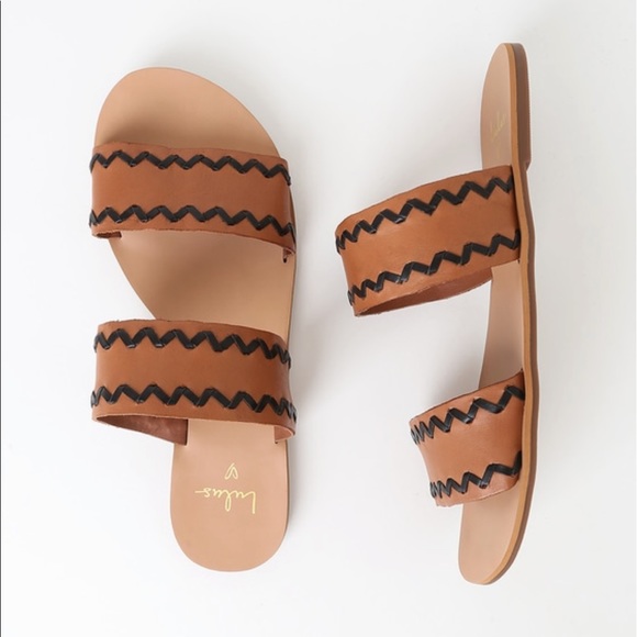 Lulu’s Caylee Whip Cognac & Black Leather Sandals! - Picture 4 of 4